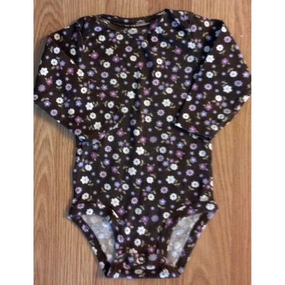 Girl's Size 6-9 M Month 2 Pc Brown Floral L/S Carter's Top & Purple OkieD Pants - Picture 3 of 6